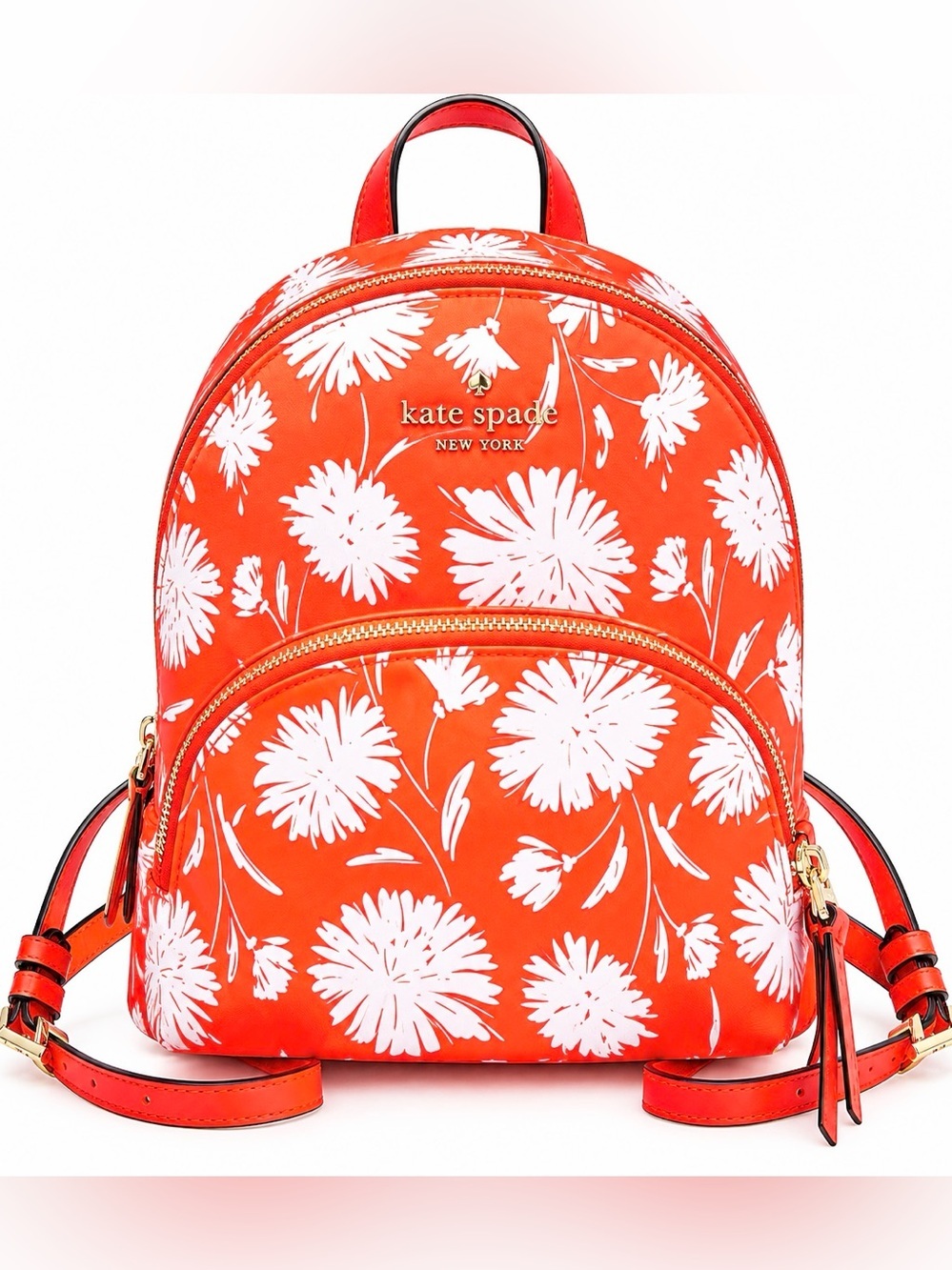 NWOT! Kate Spade Karissa Orange & White Nylon Floral Backpack